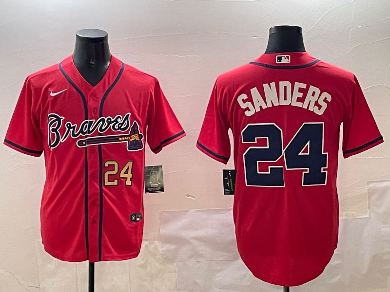 Men Atlanta Braves #24 Sanders Red Game 2025 Nike MLB Jersey style 3->atlanta braves->MLB Jersey